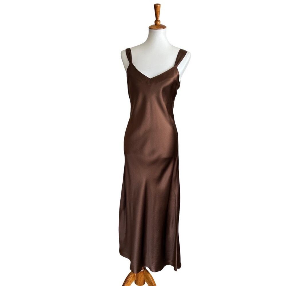 Vintage Chocolate Brown Silk Slip Dress - Picture 10 of 10